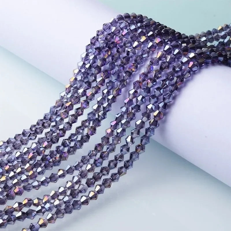 3/4/6mm Rainbow Austria Bicone Crystal Beads AB Colour Faceted Glass Beads for DIY Jewellery Making
