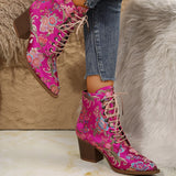 New Marie Antoinette Handmade Embroidered Ankle Boots