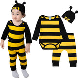 Infant Baby Bee Clothing Sets Girls Boys Beanie Onesie Pants Set
