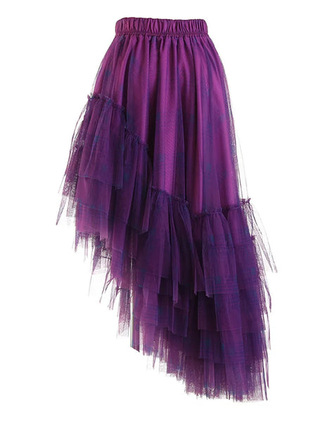 Curious Plaid Ruffle Skirt