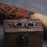 Gothic Thorns Stainless Steel Huggie Hoop Earrings for Men with Wooden Box