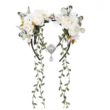 Glowing Flower Headband Butterfly Rose Crowns with Gem Drop Fairy Fascinators Headpieces