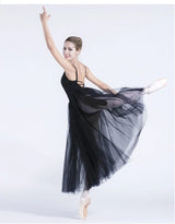 Black/White Ballet Long Mesh Ballet Skirt Two-layer Big Swing Ballerina Teacher Practice Dance Wear