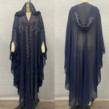 Sparkly Thin Hooded Cloak Cape Dress Stage Performer Cover Up