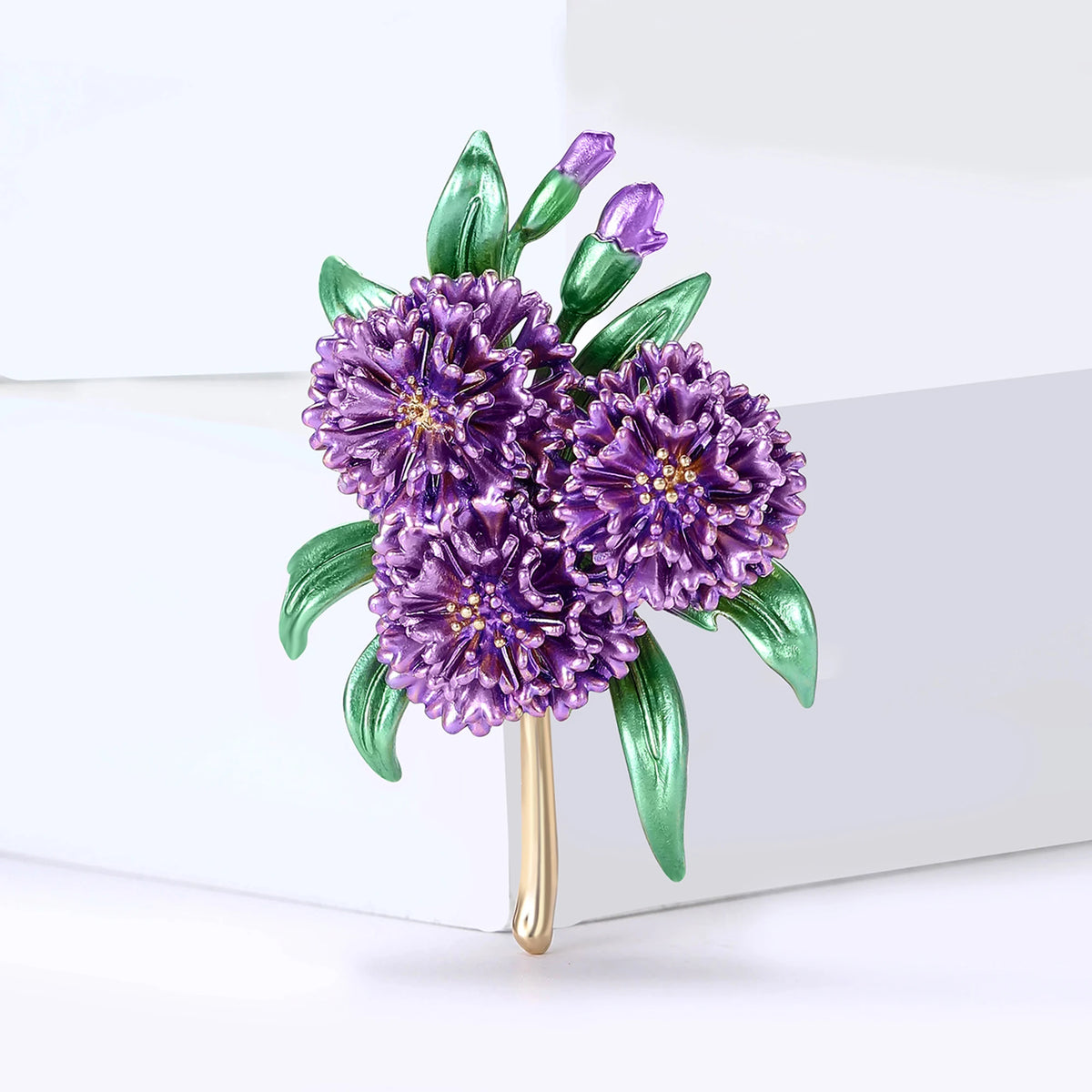 Enamel Hydrangea Brooches