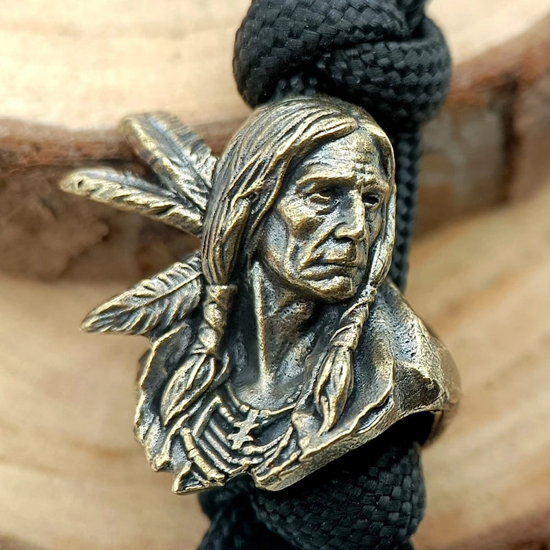 Indian Warrior Brass Paracord Beads Lanyard Dreadlock Beard Bead