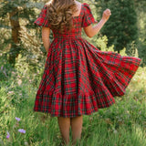 Christmas Plaid Smocked Summer Ruffle Dress