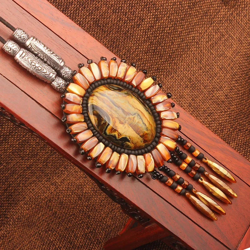 Handmade Beaded Leather Boho Necklaces