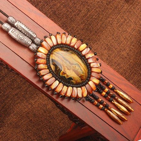Handmade Beaded Leather Boho Necklaces