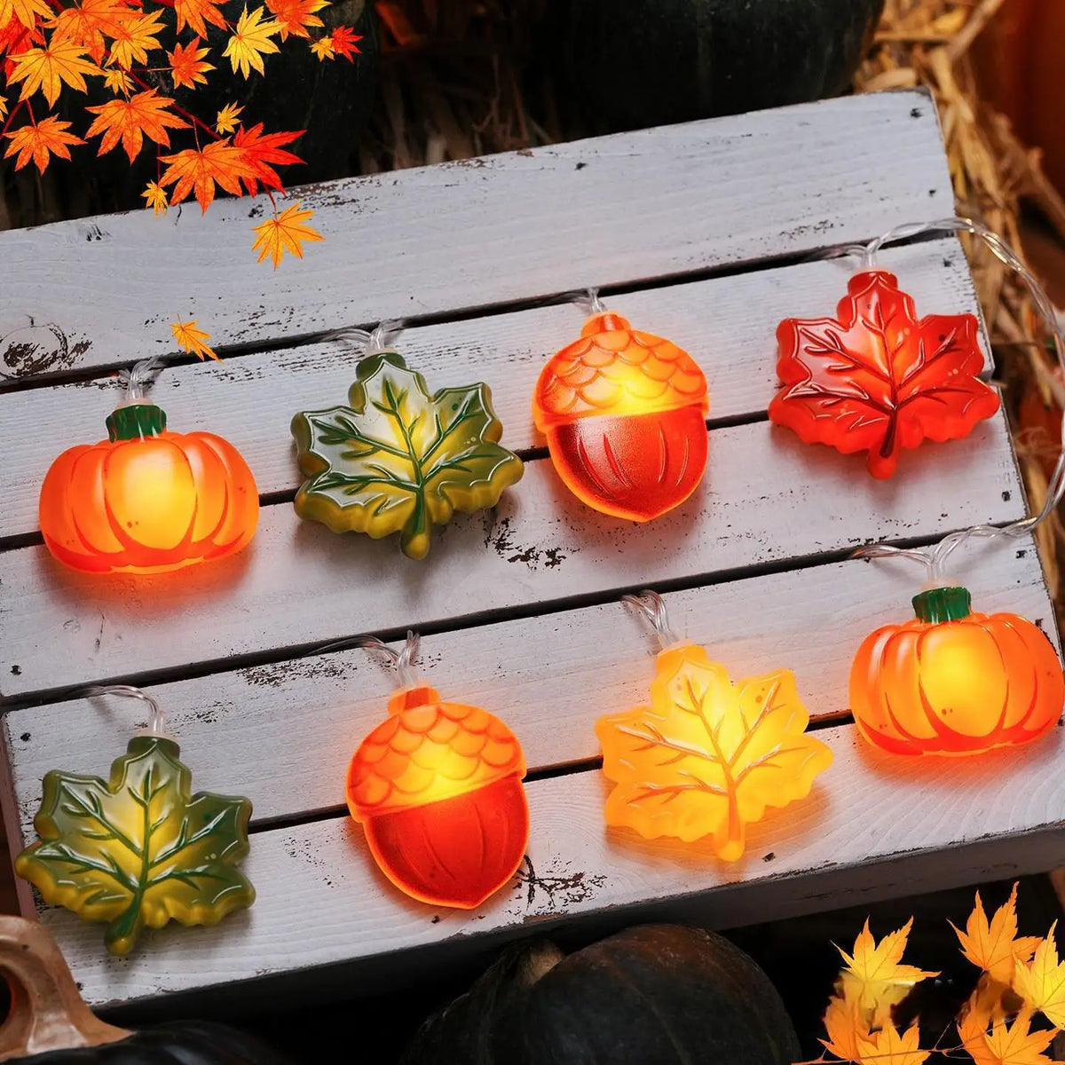 1.5/3m Halloween LED Pumpkin Nut Maple Leaf String Lights Party Decoration