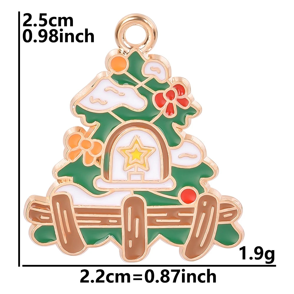5pcs Christmas Charm Enamel Apple Socks Bell DIY Pendant Charms For Jewelry Making Keychain Earrings Bulk Handmade Material Gift