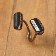 Raw Black Tourmaline Brutalist Copper Rings