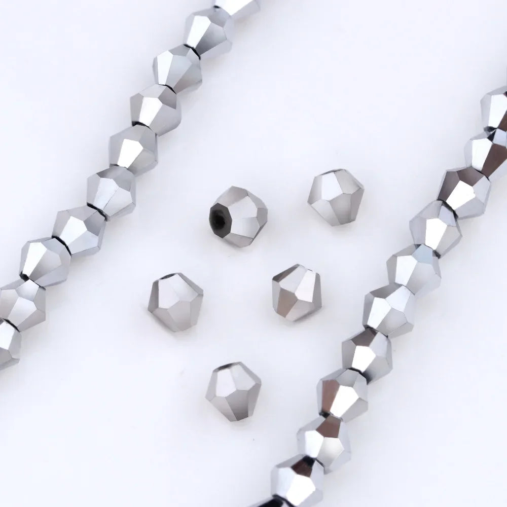 3/4/6mm Rainbow Austria Bicone Crystal Beads AB Colour Faceted Glass Beads for DIY Jewellery Making
