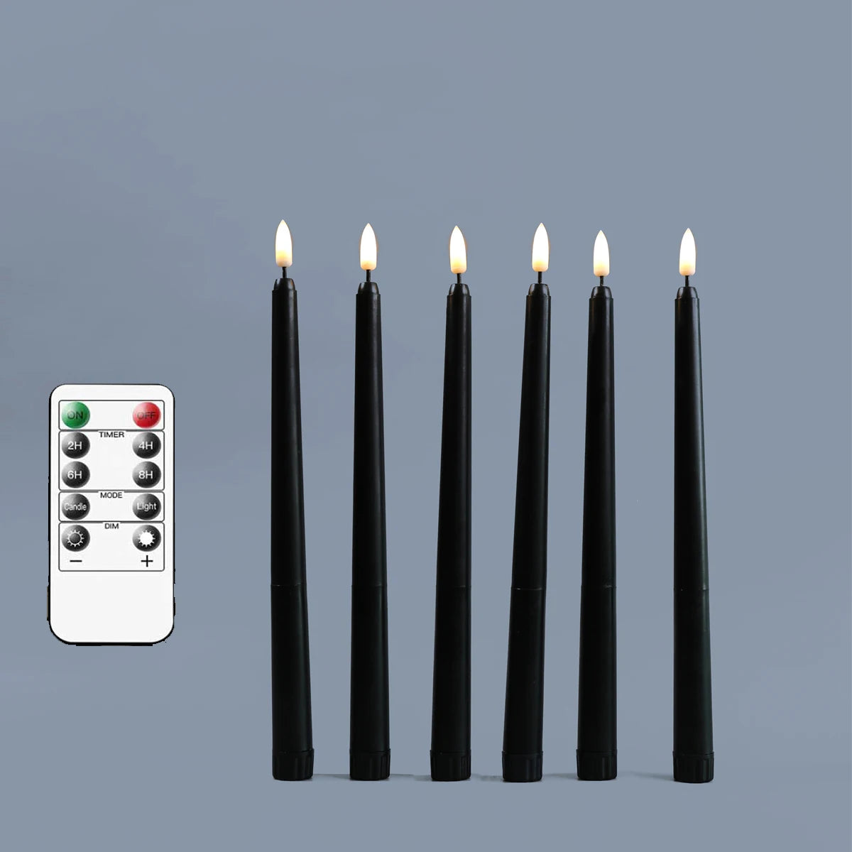 Black Taper LED Candles With Remote Control Halloween Dark Academia Decor
