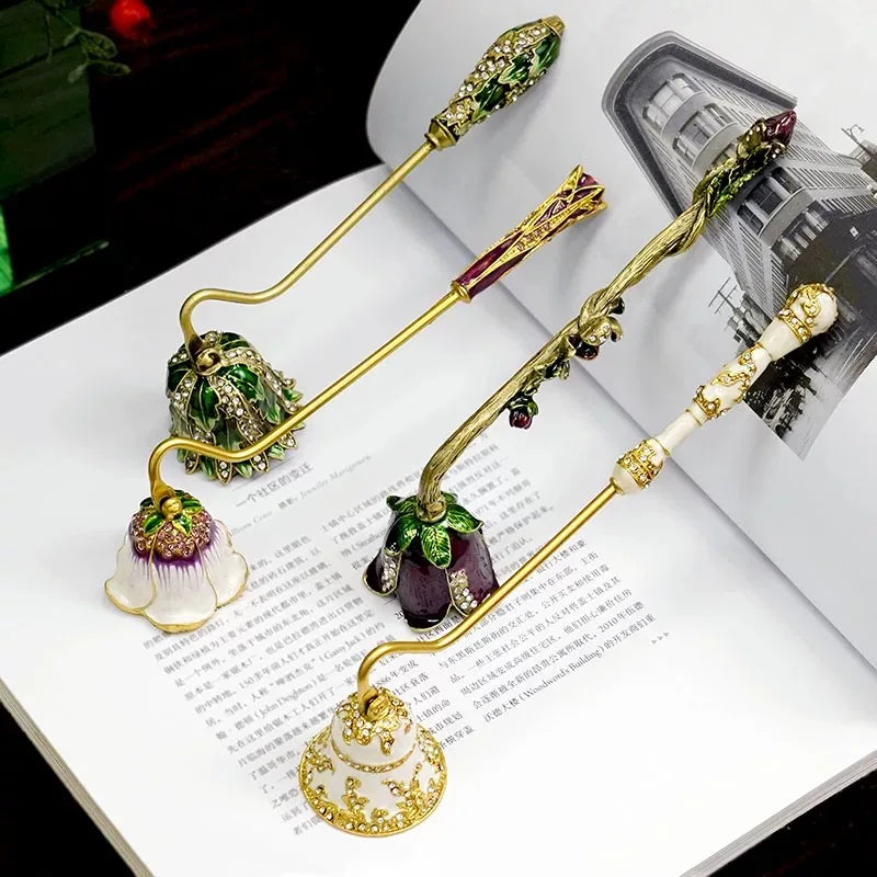 Candle Snuffers Enamel Diamonte Encrusted Long Handle Candle Extinguishers Home Decor