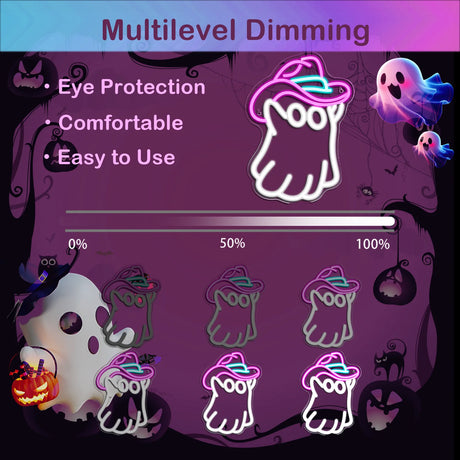 Cute Ghost Neon Sign Wall Decor Halloween Party LED Lights