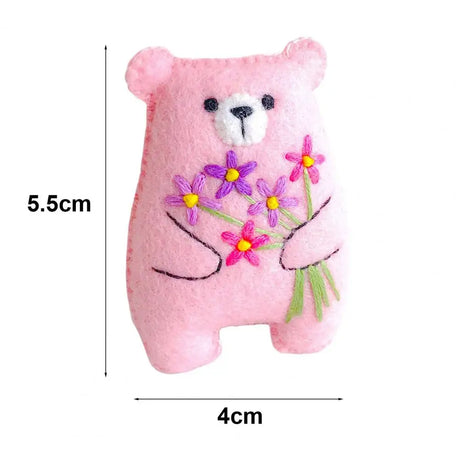 Bouquet Bear Doll Miniature Pocket Hug 5.5*4cm Felt Little Plushie Toy