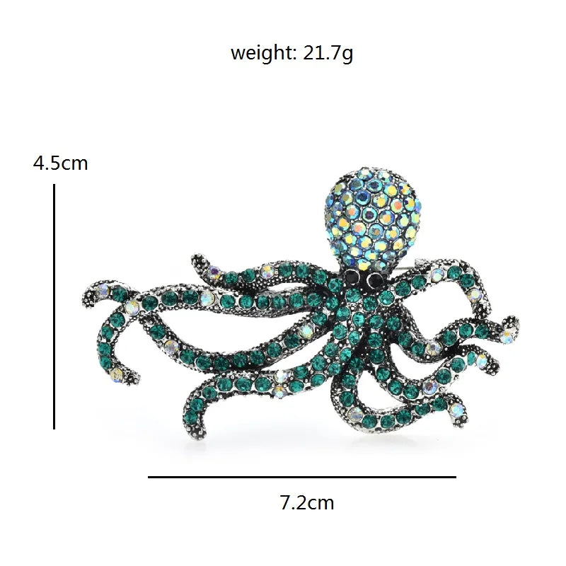 Sparkling Octopus Brooches