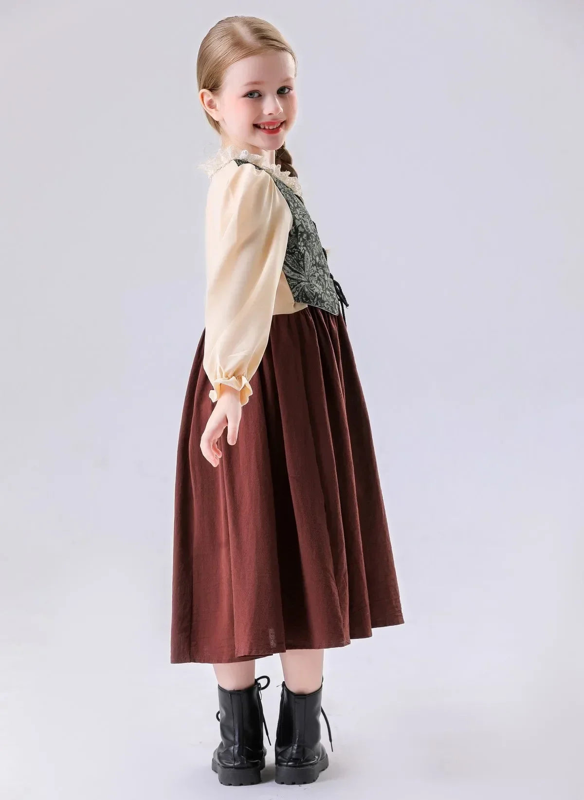 Medieval Peasant Children Cosplay Halloween Stage Performance Costumes