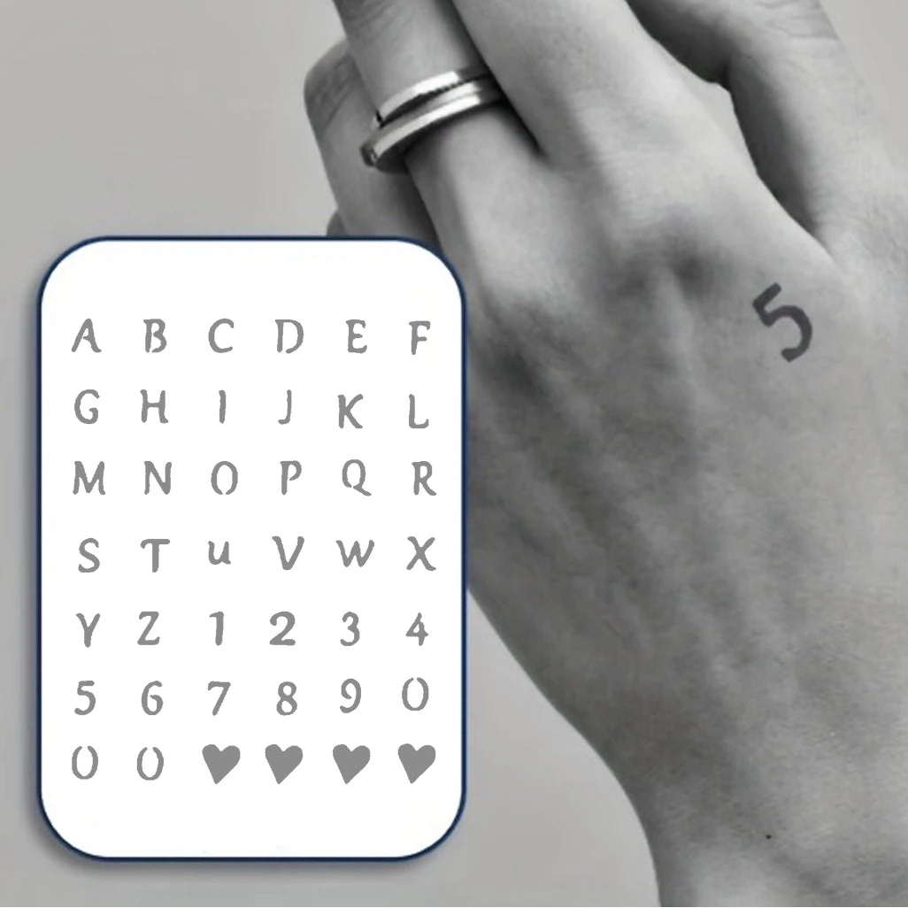 Letters and Numbers Temporary Tattoo