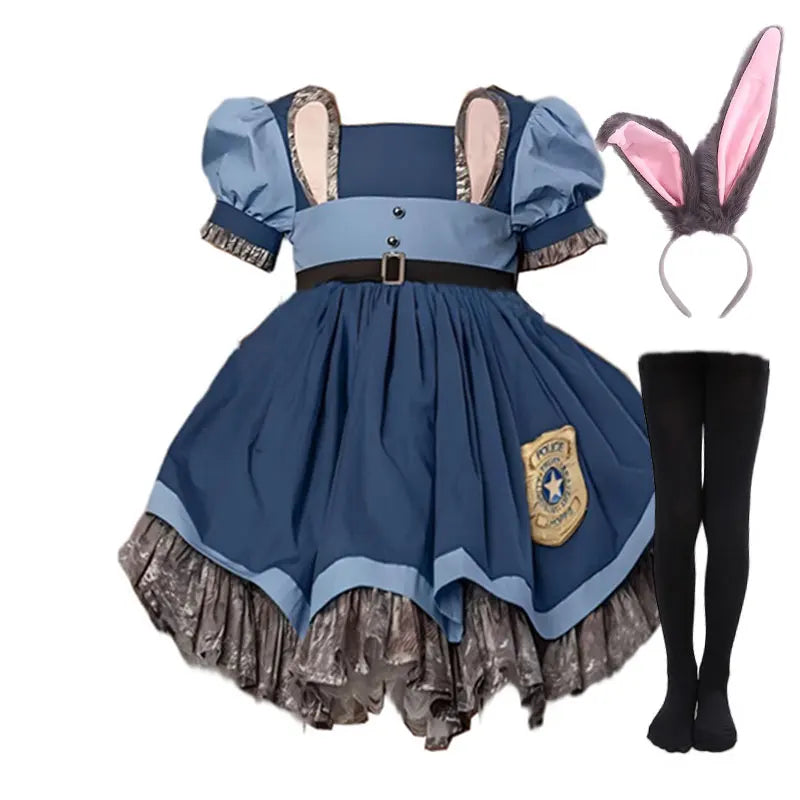 Judy Bunny Police Officer Cosplay Costume for Little Girls Zoo Utopia Dress Up Rabbit Book Week Costume