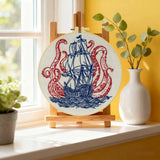 Kraken and Ship DIY Embroidery Kit for Beginners