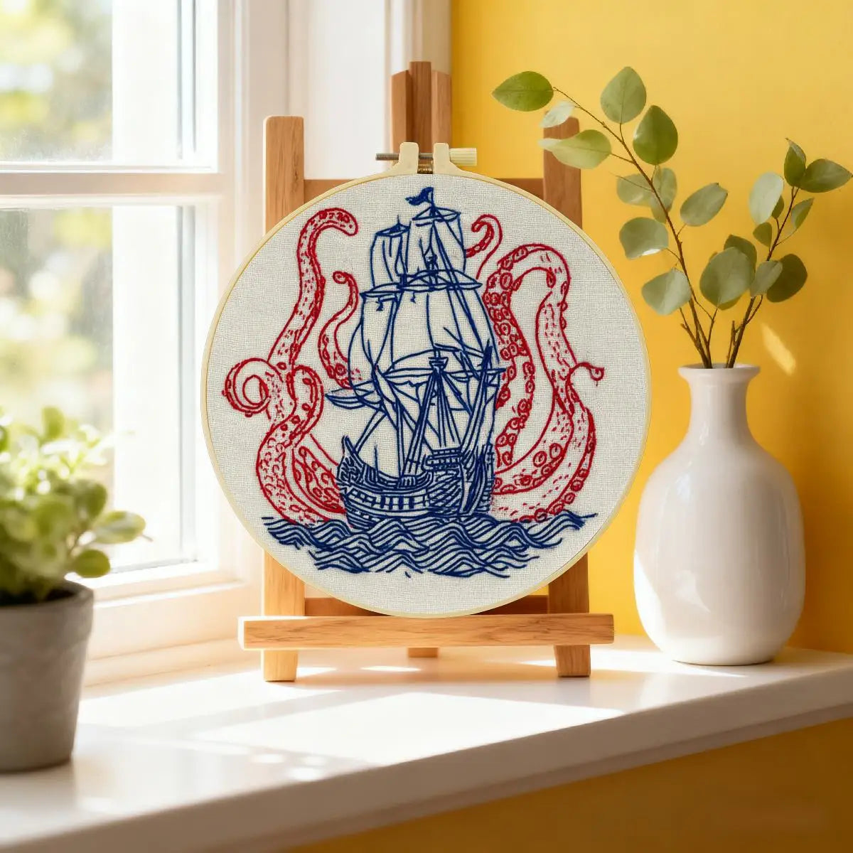 Kraken and Ship DIY Embroidery Kit for Beginners