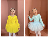 Plush Girls Ballet Wrap Tops Long Sleeve Dance Warm Up Sweater