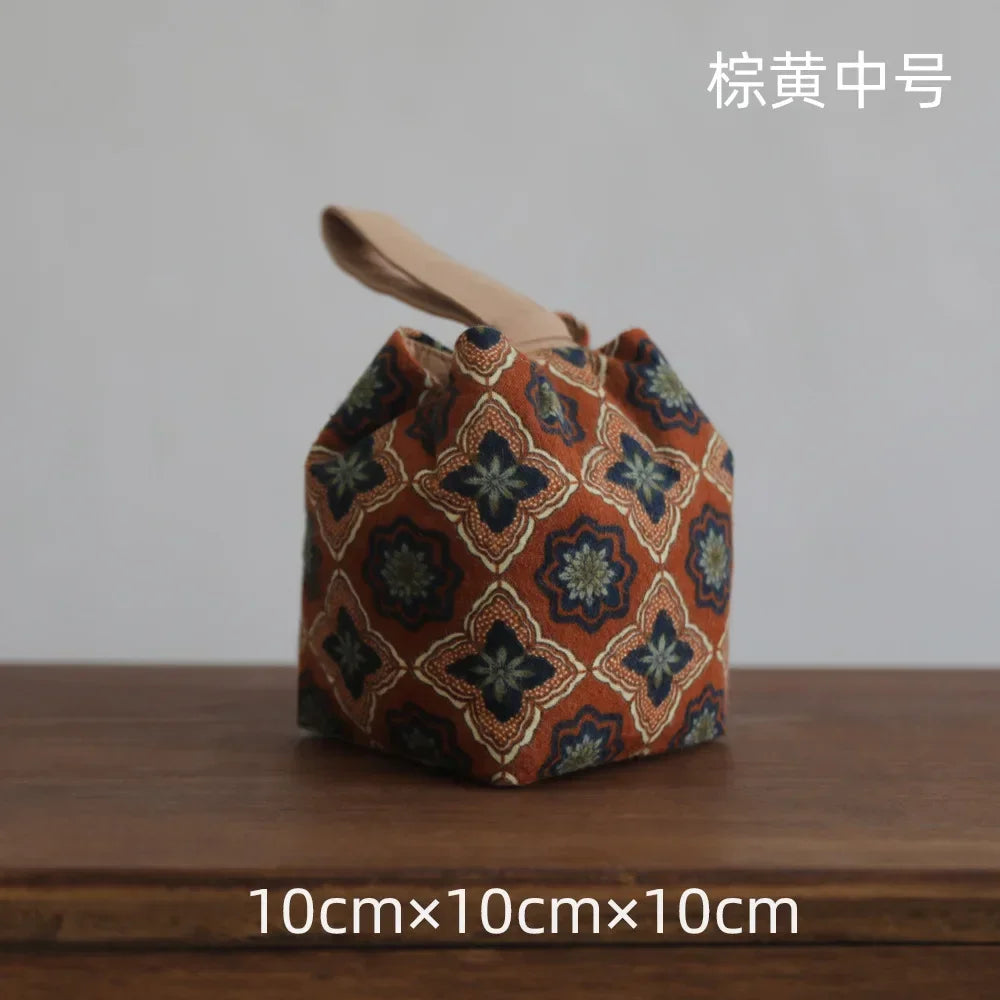 Padded Cotton Teacup Storage Bag Ceramic Glass Drawstring Bags Portable Organiser