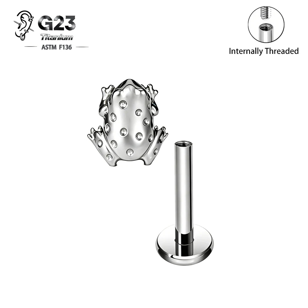 1PCS Titanium Tiny Frog Helix Earring Lobe Cartilage Stud Labret Lip Piercing Jewellery