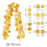 200CM Autumn Artificial Maple Leaf Garland Wreath Vine Home Decor Garden Halloween Windows Decoration