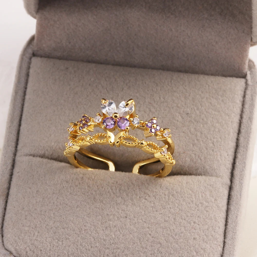 Sweet and Dainty Colourful Zircon Rings Gift Idea