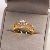 Sweet and Dainty Colourful Zircon Rings Gift Idea