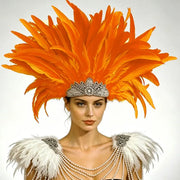 Venetian Carnivale Style Glitter Sequins Feather Crown Costume Headpeice