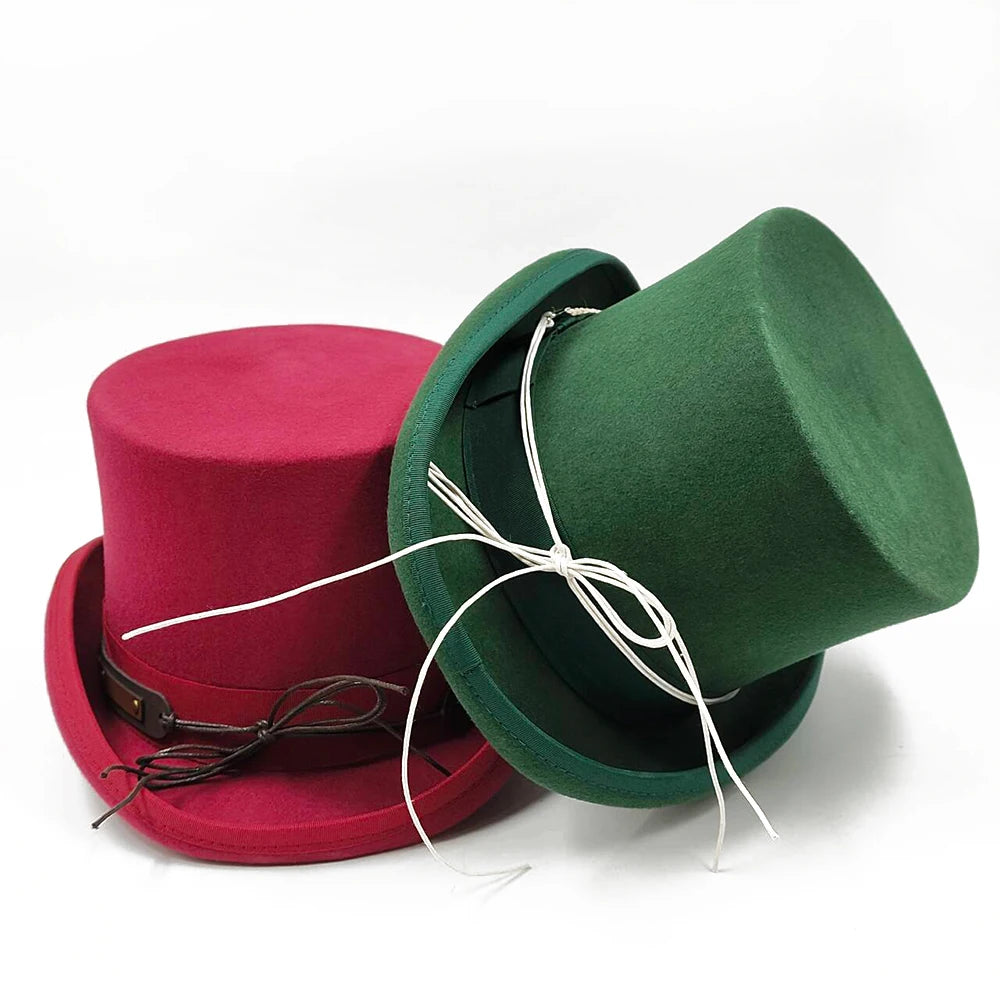 100% Fun 100% Wool Top Hats Green Red Brown Grey Navy Pink Red White Black