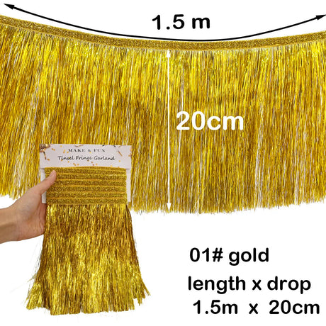 1.5m Gorgeous Fringe Tassel Banner Party Foil Garlands Wall Ceiling Decoration