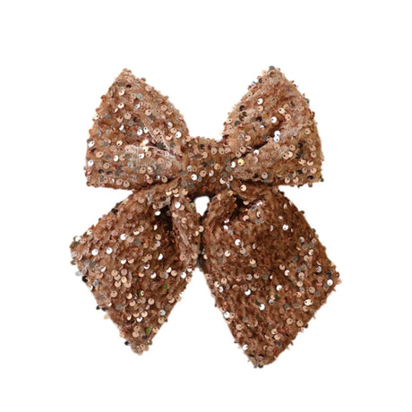 Sparkling Christmas Bow with Ribbon Christmas Tree Bowknot Flocked Wreath Xmas Decorations