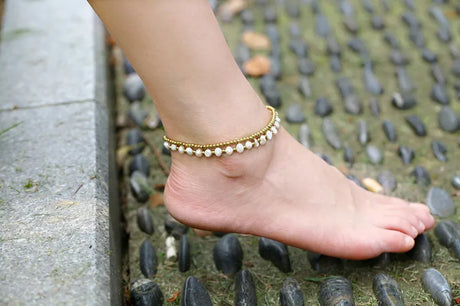 Bohemian Handmade Bells Natural Stone Beads Anklet