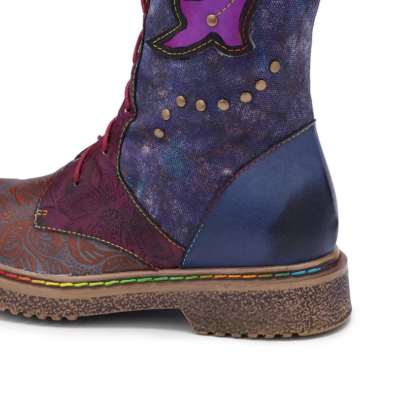 Wanda's Purple Genuine Leather Motorcycle Boots