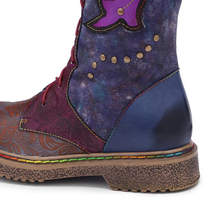 Wanda's Purple Genuine Leather Motorcycle Boots