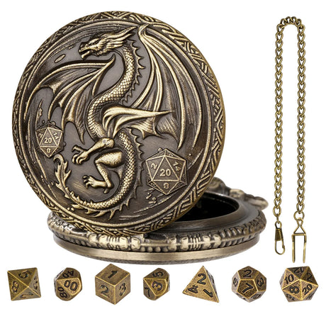 Brass DND Dice Case Vintage Cthulhu Pocket Watch One Eyed Octopus Pocket Watch Style Case