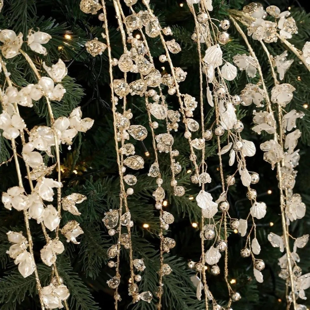35-40cm Christmas Crystal Vine Pendants Glitter Beads String Handmade Xmas Tree Ornaments