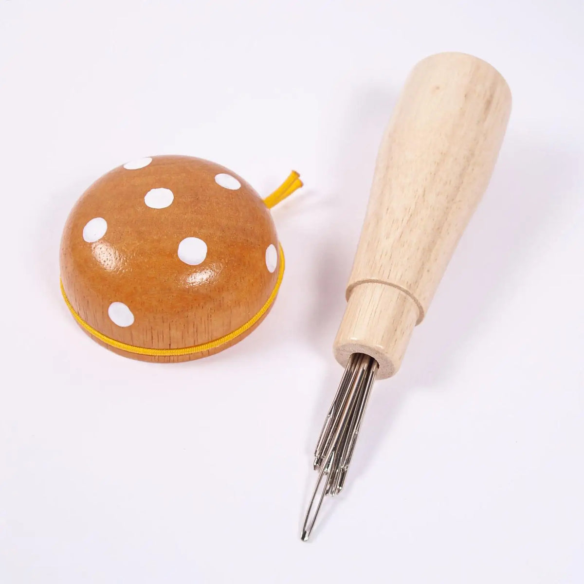 Wooden Mushroom Darning Kit Loom Complete Craft Supplies Sock Repair Kit Mending Tool For Embroidery DIY Crafts Clothes Fabric