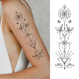 Crescent Moon Star Butterfly Pattern Finger Temporary Tattoos for Hands, Neck, and Feet