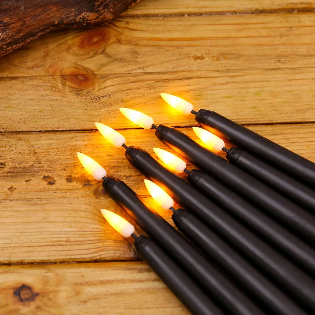 Black Taper LED Candles With Remote Control Halloween Dark Academia Decor