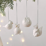 White Ceramic Christmas Tree Ornaments Snowman Reindeer Xmas Hanging Decor