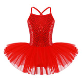 Girls Shiny Sequins Tutu Ballet Dance Dress Leotard Skate Wear Ballerina Fairy Party Costume