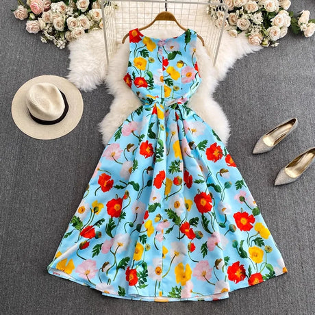 Spring Races Floral Tank Dress with Pockets