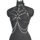 Rib Cage Harness Chest Body Harness Gothic Punk Faux Leather & Chains