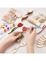 15/30pcs 3 Styles Wooden Tulip Flower Cutouts Wooden Craft Project